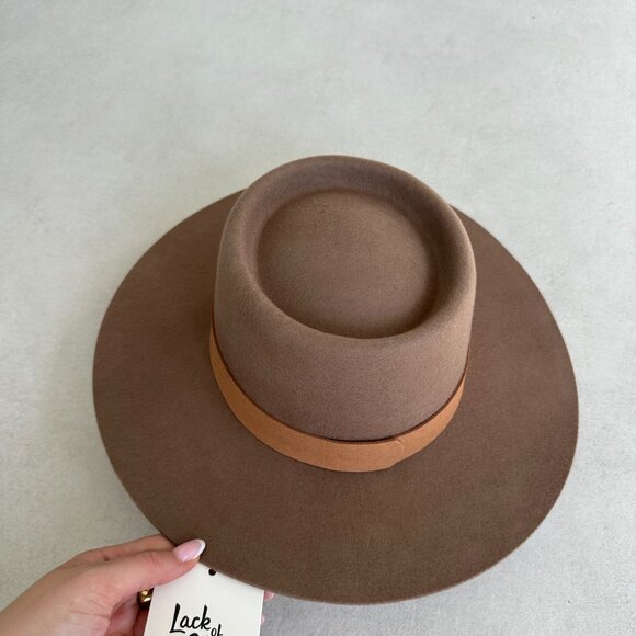 NWT Lack Of Color The Mirage Boater Hat In Brown Wide Brim Suede Band - Picture 8 of 14